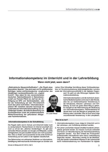 Informationskompetenz im Unterricht